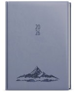 BALOUŠEK Print Adam Vivella with embossing Day Mountains 2026, pigeon grey, B6, 12 × 16,5 cm - Planner