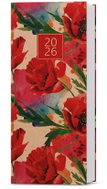 BALOUŠEK Print Božka kraft monthly Poppies 2026, 7,9 × 17,9 cm - Planner