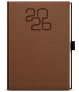 BALOUŠEK Print David Fabric daily 2026, brown, A5, 14,3 × 20,5 cm - Planner