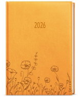 BALOUŠEK Print David Vivella embossed daily Meadow 2026, ochre, A5, 14,3 × 20,5 cm - Planner