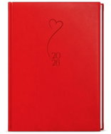BALOUŠEK Print David Vivella embossed daily Heart 2026, red, A5, 14,3 × 20,5 cm - Planner