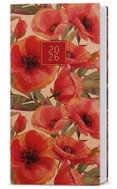 BALOUŠEK Print Halina kraft monthly Flowers 2026, 11 × 21 cm - Planner