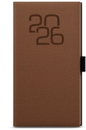 BALOUŠEK TISK Jakub Fabric weekly 2026, brown, pocket, 7,5 × 15 cm - Planner