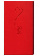 BALOUŠEK Print Jakub Vivella with weekly embossing Heart 2026, red, pocket, 7,5 × 15 cm - Planner