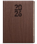 BALOUŠEK Print Oskar Wood weekly 2026, brown, A5, 14,3 × 20,5 cm - Planner