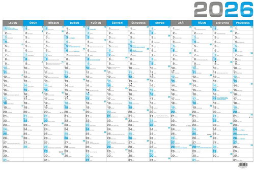 BALOUŠEK Print Annual 2026, blue, B1, 96,4 × 67 cm - Wall Calendar - Main image