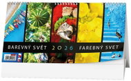 BALOUŠEK Print colourful world 2026, 30 × 15 cm - Desk Calendar