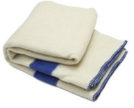 Balkanova Silná vlněná deka Rainbow XXIV - bílá s modrým pruhem na obou koncích 200x160cm - Deka