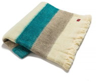 Balkanova Wool blanket Karandila XVIII petrol green and grey stripes 200x150cm - Blanket