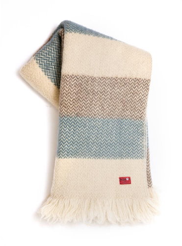 Balkanova Wool blanket Karandila V grey and blue stripes 200x150cm - Blanket - Main image
