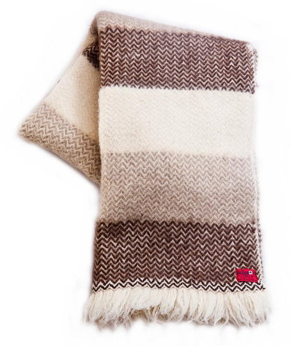 Balkanova Wool blanket Karandila III brown and grey stripes 200x150cm - Blanket - Main image