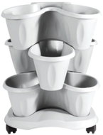 BAMA Flower pot Trifoglio, set of 3 + bowl with wheels, white - Flower Pot