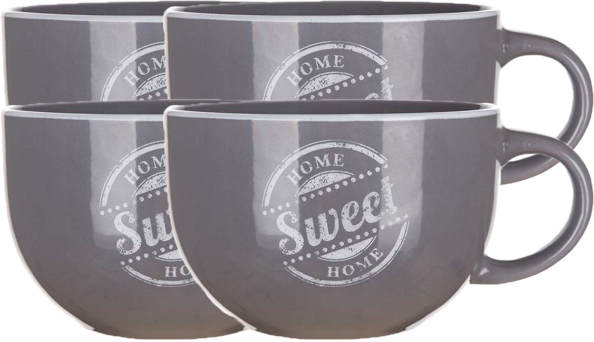 BANQUET SWEET HOME bögre kerámia jumbo 730 ml, szürke, 4 db