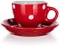 Csésze csészealjjal DOTS 100 ml, piros, 8 db - Csésze készlet