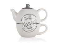 BANQUET Ceramic Teapot with Cup SWEET HOME, OK - Tea For One