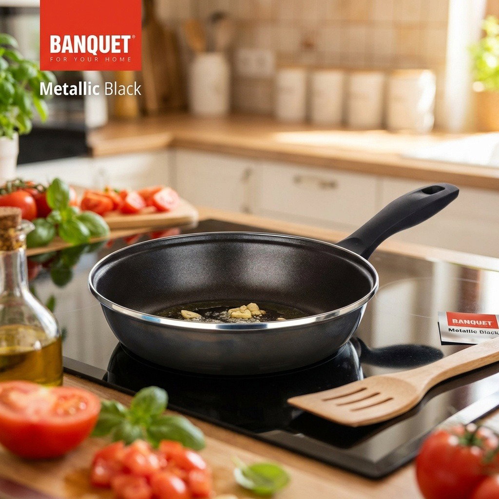 BANQUET METALLIC Black 24 cm-es zománcozott, tapadásmentes felülettel