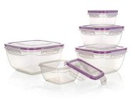 BANQUET Set of Food Containers 0,275 / 0,5 / 0,9 / 1,5 / 2,4l, 5pcs, Violet Lids - Food Container Set