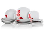 Teller-Set Banquet POPPIES Teller-Set - quadratisch - 18-teilig - Sada talířů