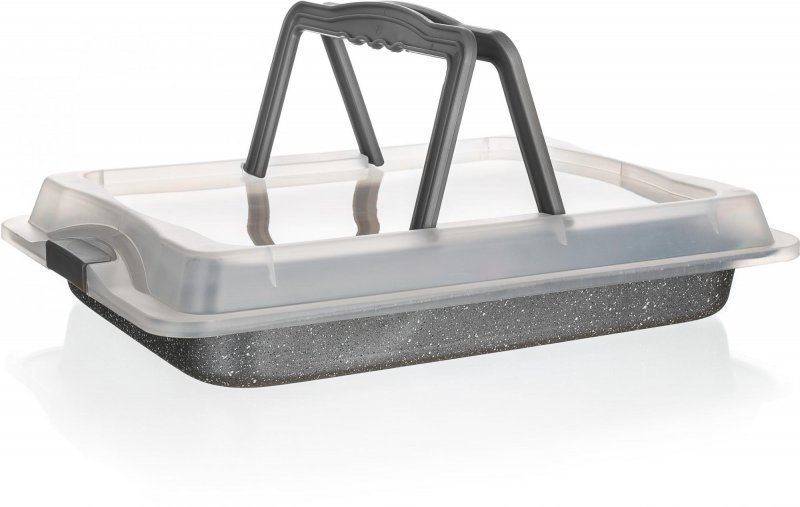 BANQUET Tepsi tapadásmentes felülettel GRANITE 42x29x4.5cm, fedővel