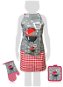 BANQUET Set of apron, glove, BBQ pad 3 pcs, gray-red - Apron