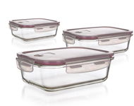 Food Container Set BANQUET LORA Sada skleněných dóz s víčkem 550 + 950 + 1450 ml bordó - Sada dóz