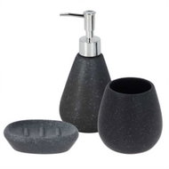 BATHROOM SOLUTIONS bathroom accessories set, 3 pcs, soap dispenser, soap dish, tumbler, ceramic - Bathroom Accessory Set