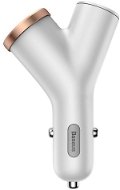 Baseus Y-type Dual USB + Cigarette Lighter Extended, White - Car Charger