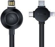 Baseus 4in1 Wireless Charger für Apple Watch + Lightning / microUSB / USB-C Ausgänge, 18 cm, grau - Kabelloses Ladegerät