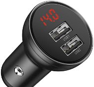 Baseus Digital Display Dual USB 4.8A Car Charger 24W, szürke - Autós töltő