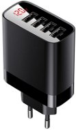 Baseus Mirror Lake Digital Display 4× USB Travel Charger 30 W Black - Nabíjačka do siete