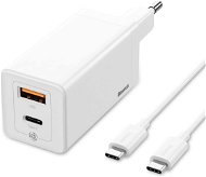 Baseus GaN Quick Travel Charger 45W + Type-C (USB-C) Cable 60W 1m White - AC Adapter