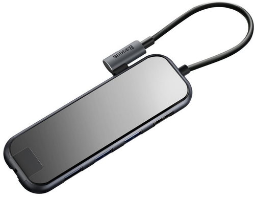 Baseus Multi-functional HUB (USB-C to 3xUSB3.0+HD4K+RJ45+PD) Deep Grey - Docking Station - Main image