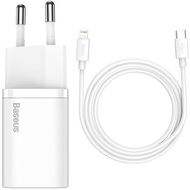 Baseus Super SI set of USB-C 20W adapter and USB-C to Lightning cable 1m, white - AC Adapter