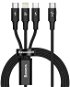 Baseus Rapid Series nabíjací/dátový kábel 3 v 1 USB-C (USB-C + Lightning + USB-C) PD 20 W 1,5 m, čierny - Dátový kábel