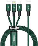 Baseus Rapid Series nabíjací/dátový kábel 3 v 1 USB-C (USB-C + Lightning + USB-C) PD 20 W 1,5 m, zelený - Dátový kábel