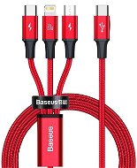 Baseus Rapid Series nabíjací/dátový kábel 3 v 1 USB-C (USB-C + Lightning + USB-C) PD 20 W 1,5 m, červený - Dátový kábel
