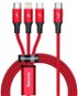 Baseus Rapid Series nabíjecí / datový kabel 3v1 USB-C (USB-C + Lightning + USB-C) PD 20W 1,5m, červe - Datový kabel