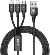 Baseus Rapid Series töltő / adatkábel 3az1-ben USB (Micro USB + Lightning) 3A 1,2 m, fekete - Adatkábel