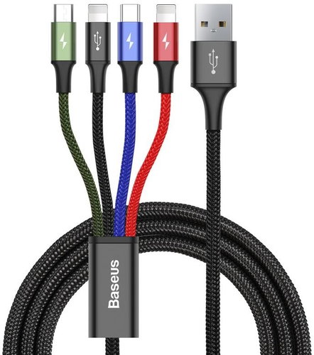 Baseus Fast Charging / Data Cable 4in1 2* Lightning + USB-C + Micro USB 3.5A 1.2m, Black - Data Cable - Main image
