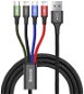 Baseus rýchly nabíjací/dátový kábel 4 v 1 2× Lightning + USB-C + Micro USB 3,5 A 1,2 m, čierny - Dátový kábel