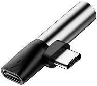 Baseus audio splitter L41 with USB-C male / USB-C female / 3.5mm Jack female, silver-black - Adapter