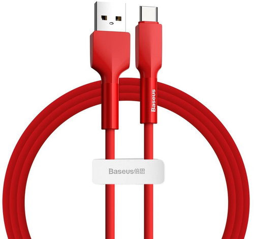 Baseus Silica Gel Cable USB to Type-C (USB-C) 1m Red - Data Cable - Main image