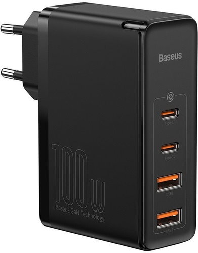 Baseus GaN2 Pro Quick Charger 2x USB + 2x USB-C 100W Black - Wall Charger - Main image