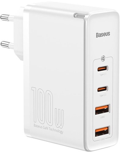 Baseus GaN2 Pro Quick Charger 2x USB + 2x USB-C 100W White - Wall Charger - Main image