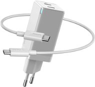 Baseus GaN Dual USB-C Quick Travel Charger 45W + Type-C (USB-C) Cable 60W 1m fehér - Töltő adapter