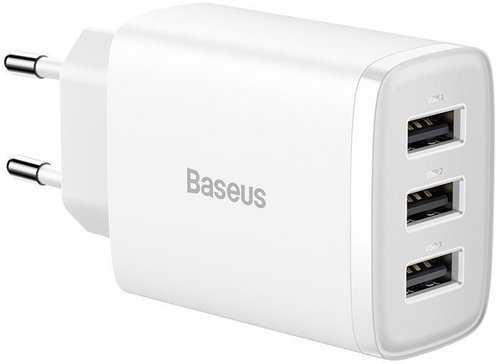 Baseus Compact Charger 3U 17W EU White - Wall Charger - Main image