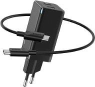 Baseus GaN Dual USB-C Quick Travel Charger 45W + Type-C (USB-C) Cable 60W 1m fekete - Töltő adapter