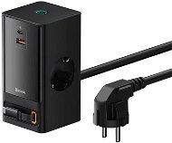 Baseus PowerCombo Digital PowerStrip 2AC+1U+1C+Retractable-C 65W with 1.5m power cord EU Black - Nabíječka do sítě