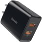 Baseus Speed Mini QC Dual USB Quick Charger (US) 18W fekete - Töltő adapter