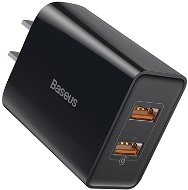 Baseus Speed Mini QC Dual USB Quick Charger (US) 18W fekete - Töltő adapter